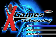 ESPN X Games Skateboarding title screen for GameBoy Advance